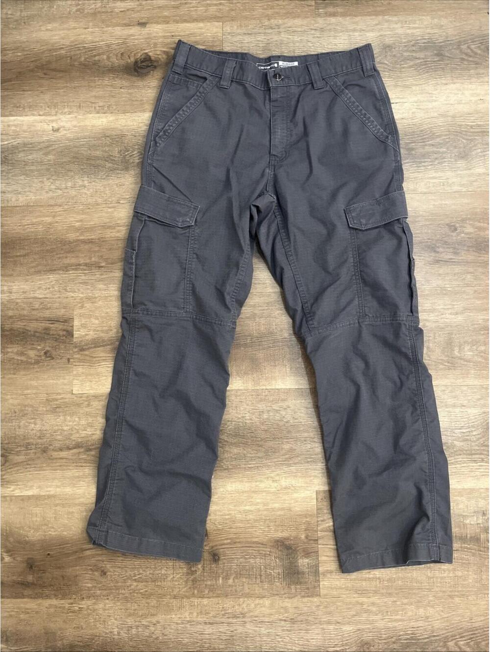 Carhartt Pants Mens 32x30 Gray Full Swing Relaxed Fit Work Utility Reinforced